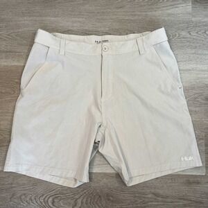 Huk Fishing Shorts‎ Mens XL Beige Lightweight Quick Dry Performance Pockets
